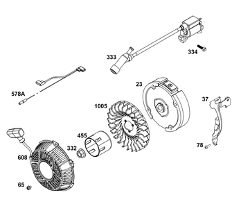 Flywheel, Ignition, And Starter Group Diagram and Parts List for 106232-0147-H5 100000 - 19Z999 Briggs and Stratton Engine